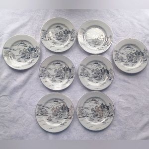 Vintage Japanese Kutani Bread and Butter Plates set of 8 Porcelain China